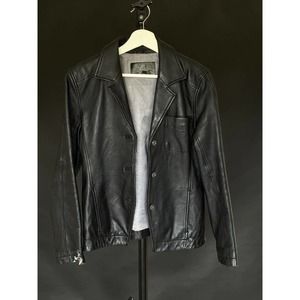 Silver Jeans Leather Jacket Black Medium Women's Button
